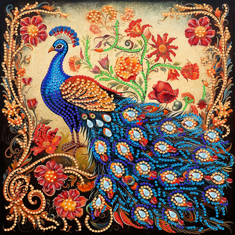 Diamond Painting - Partial Special Shaped - Peacock (30*30CM)
