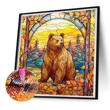 Load image into Gallery viewer, Diamond Painting - Full Round - stained glass brown bear (30*30CM)
