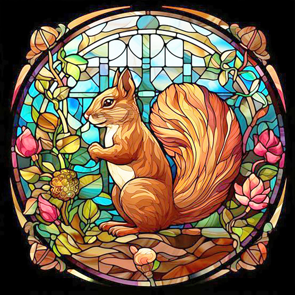 Diamond Painting - Full Round - stained glass squirrel (30*30CM)