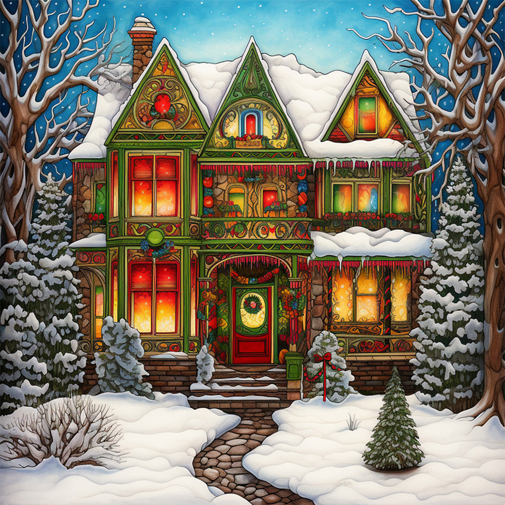Diamond Painting - Full Round - snow cabin (30*30CM)