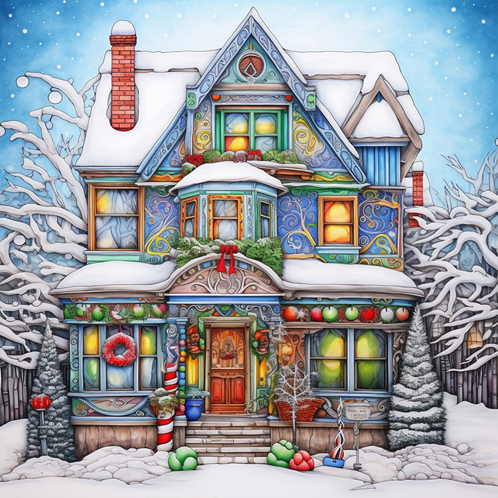 Diamond Painting - Full Round - snow cabin (30*30CM)