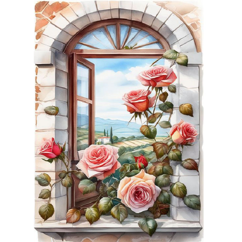 Diamond Painting - Full Square - window rose (30*40CM)