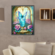Load image into Gallery viewer, Diamond Painting - Full Round - Blue Butterfly Crystal Cup (30*40CM)
