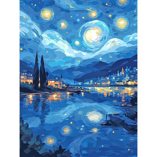 Diamond Painting - Full Round - starry sky over river (30*40CM)