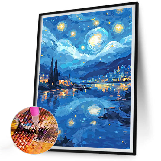 Diamond Painting - Full Round - starry sky over river (30*40CM)