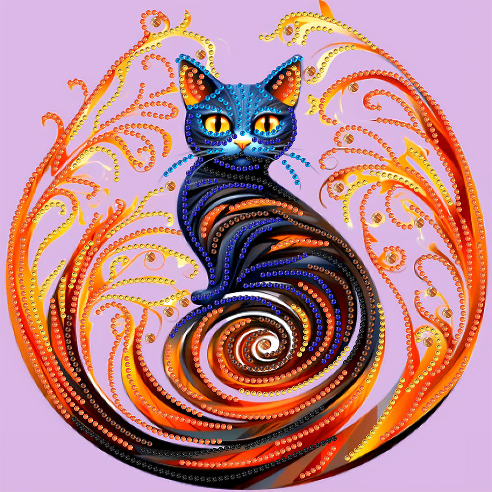 Diamond Painting - Partial Special Shaped - black cat (30*30CM)