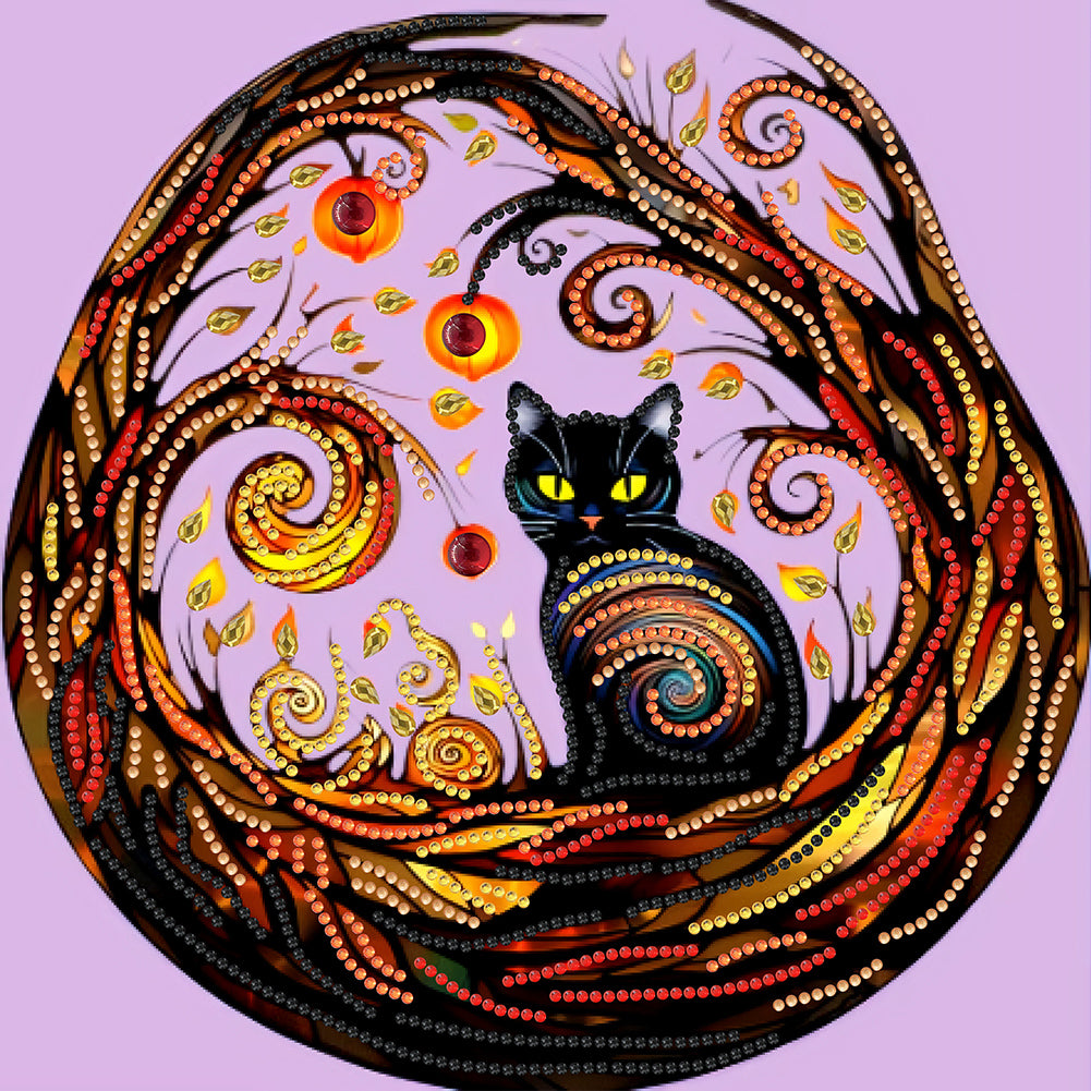 Diamond Painting - Partial Special Shaped - black cat (30*30CM)