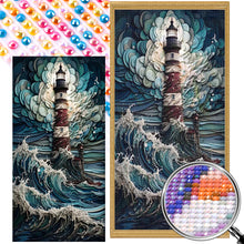Load image into Gallery viewer, AB Diamond Painting - Full Round - lighthouse in storm (40*80CM)
