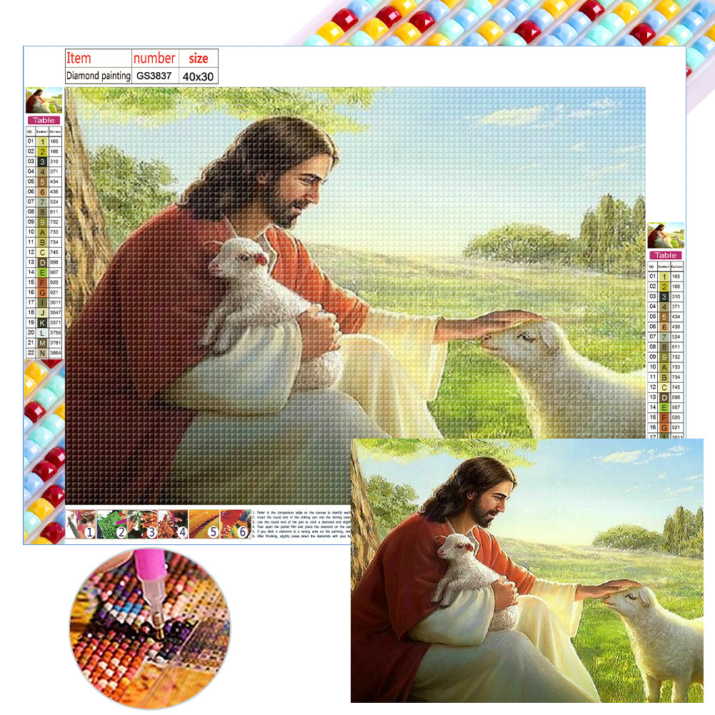 Diamond Painting - Full Round - jesus and lamb (40*30CM)