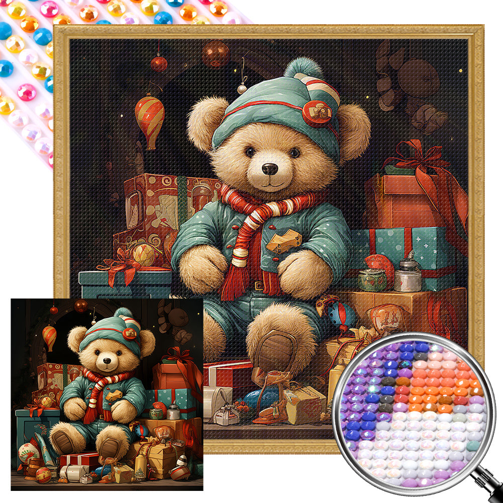 AB Diamond Painting - Full Round - Christmas gift bear (40*40CM)