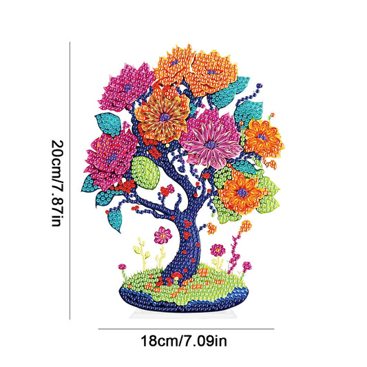Flower Tree Special Shape Desktop Diamond Art Kits for Home Office Desktop Decor