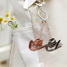 Load image into Gallery viewer, 6PCS Double Sided Diamond Painting Art Keychain Pendant for Beginner(Cowboy Hat)
