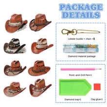 Load image into Gallery viewer, 6PCS Double Sided Diamond Painting Art Keychain Pendant for Beginner(Cowboy Hat)
