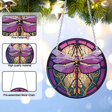 Load image into Gallery viewer, Acrylic Dragonfly Butterfly Round Single-Sided Diamond Painting Hanging Pendant
