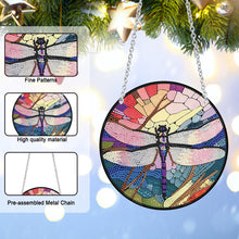 Load image into Gallery viewer, Acrylic Dragonfly Butterfly Round Single-Sided Diamond Painting Hanging Pendant
