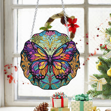 Load image into Gallery viewer, Acrylic Dragonfly Butterfly Round Single-Sided Diamond Painting Hanging Pendant
