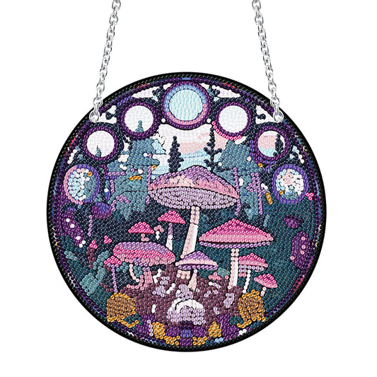 Mushroom Acrylic Round 5D DIY Diamond Painting Dots Pendant for Home Wall Decor