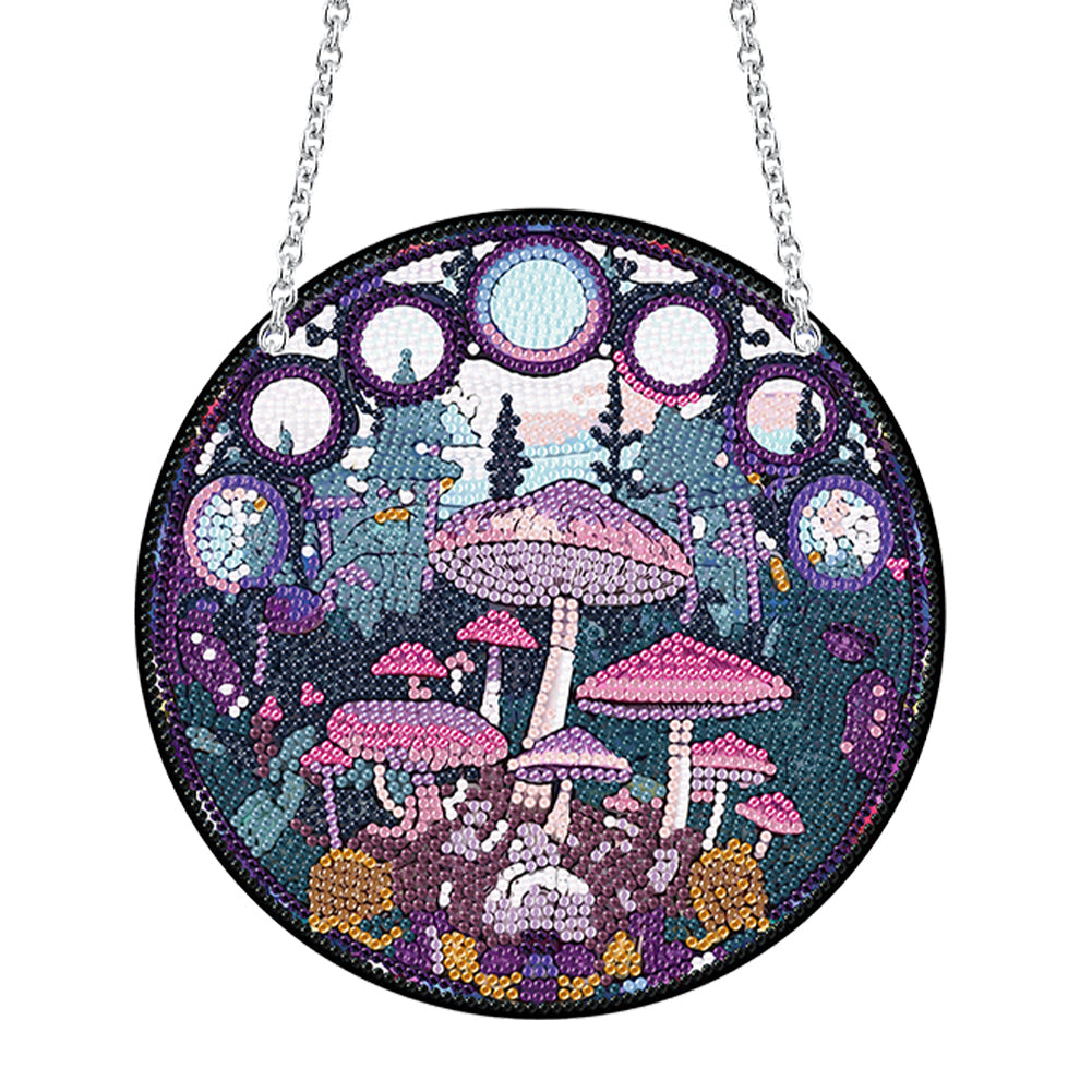 Mushroom Acrylic Round 5D DIY Diamond Painting Dots Pendant for Home Wall Decor