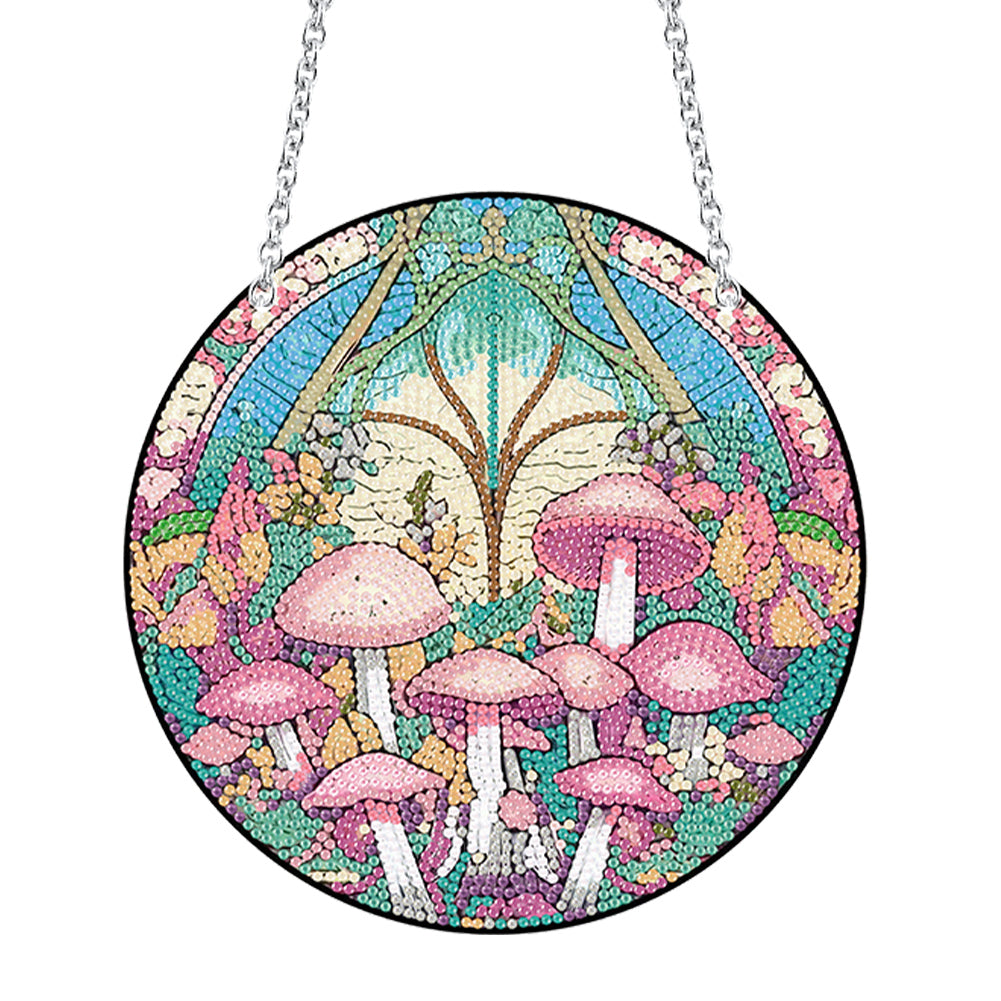 Mushroom Acrylic Round 5D DIY Diamond Painting Dots Pendant for Home Wall Decor