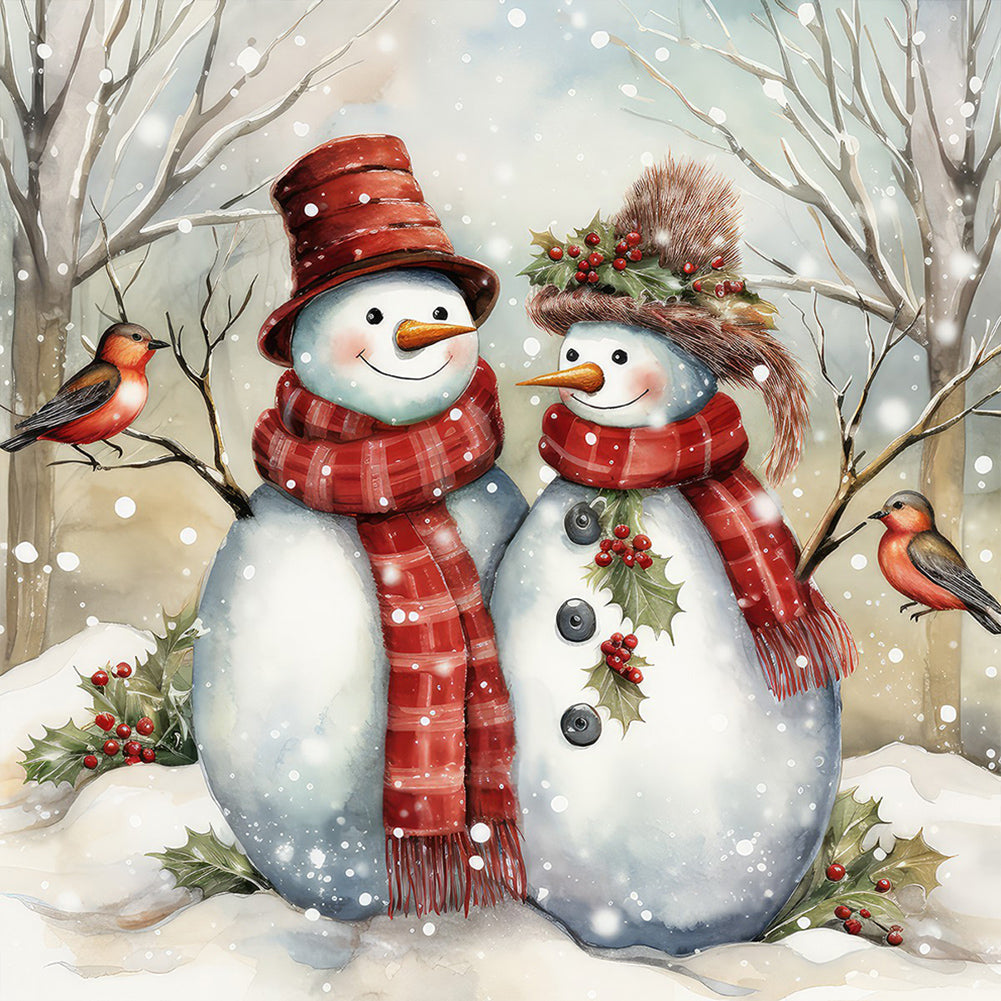 Diamond Painting - Full Round - winter snowman (30*30CM)