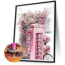Load image into Gallery viewer, Diamond Painting - Full Round - pink flower phone booth (30*40CM)

