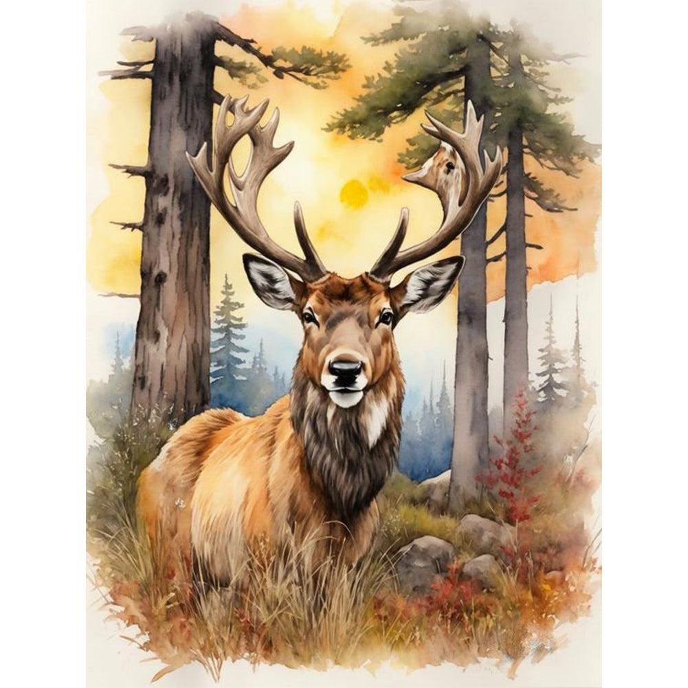Diamond Painting - Full Round - Elk in the woods (30*40CM)