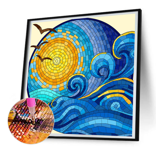 Diamond Painting - Full Round - Rising sun on the sea (30*30CM)