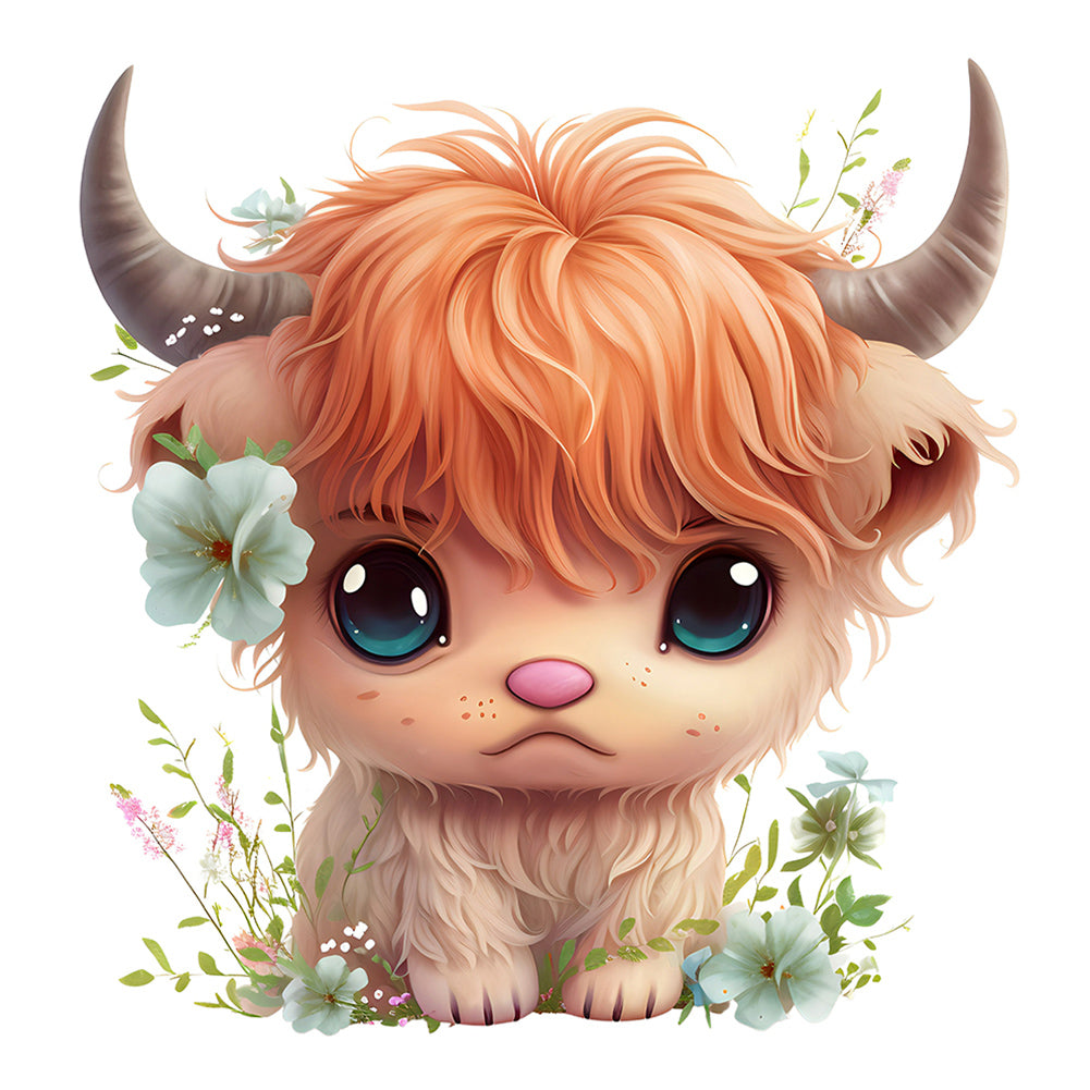 Diamond Painting - Full Round - flowers animal calf (30*30CM)