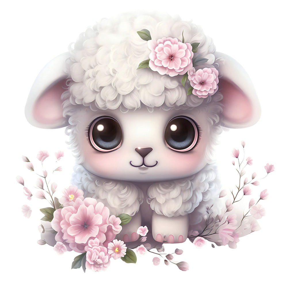 Diamond Painting - Full Round - flowers animal lamb (30*30CM)