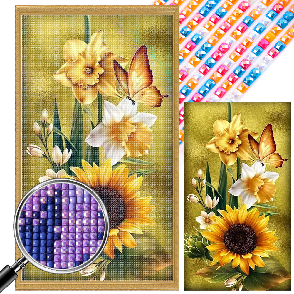 AB Diamond Painting - Full Square - sunflower butterfly (40*70CM)