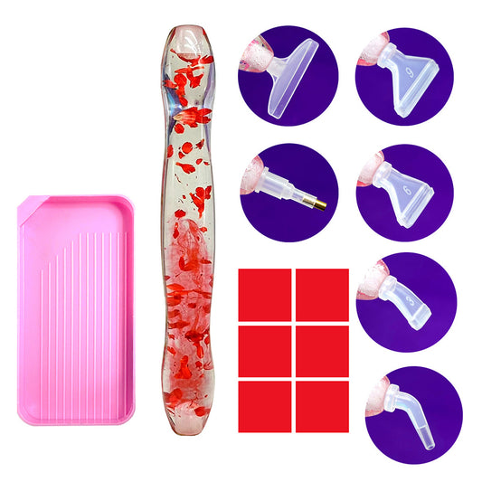 14PCS Resin Diamond Painting Pen Kit with Trays DIY Diamond Painting Tool (Pink)