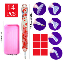 Load image into Gallery viewer, 14PCS Resin Diamond Painting Pen Kit with Trays DIY Diamond Painting Tool (Pink)
