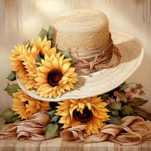 Load image into Gallery viewer, Diamond Painting - Full Round - straw hat sunflower (30*30CM)
