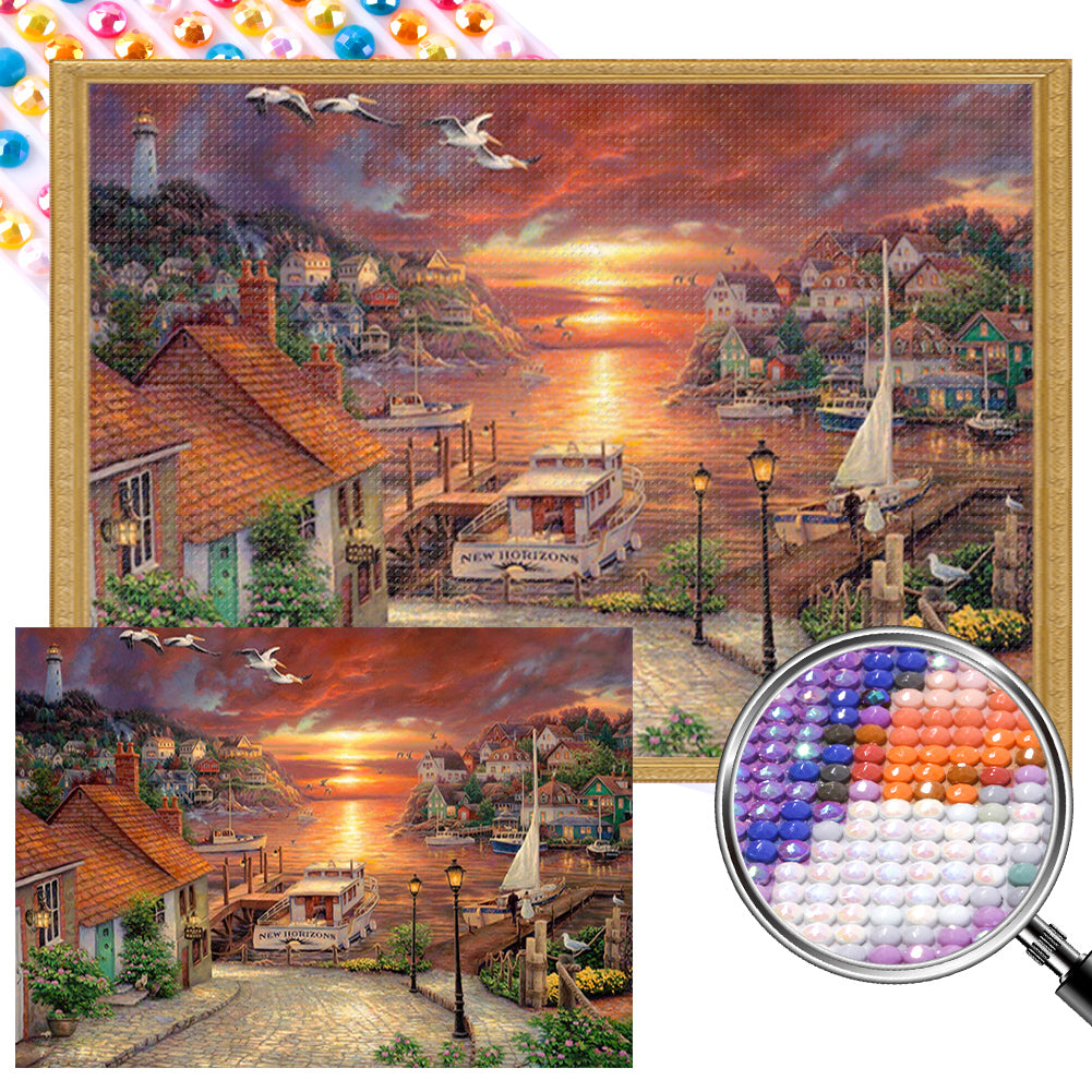 AB Diamond Painting - Full Round - seaside town (70*50CM)