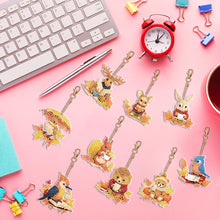 Load image into Gallery viewer, 9PCS Full Drill Keyring Bird Bear Double Sided Special Shape Diamond Art Keyring
