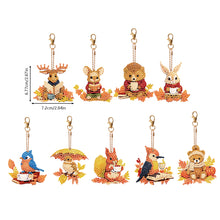Load image into Gallery viewer, 9PCS Full Drill Keyring Bird Bear Double Sided Special Shape Diamond Art Keyring
