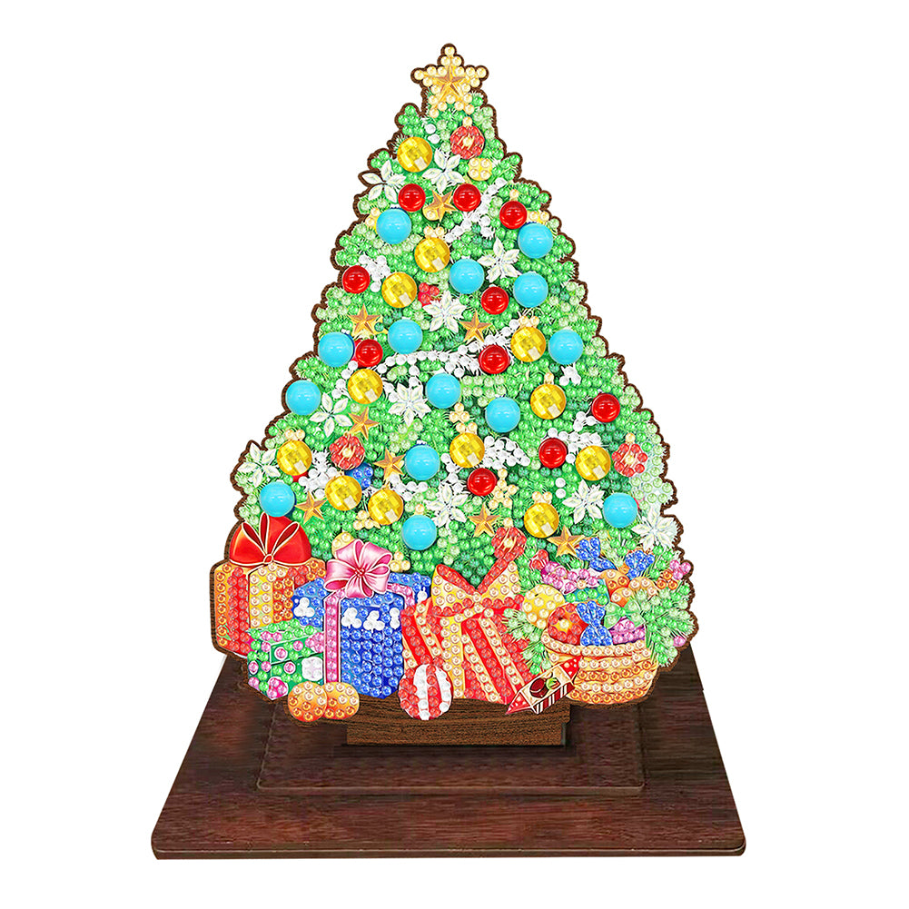 Wooden Desktop Diamond Art Kits Xmas Tree Diamond Painting Desktop Ornaments Kit