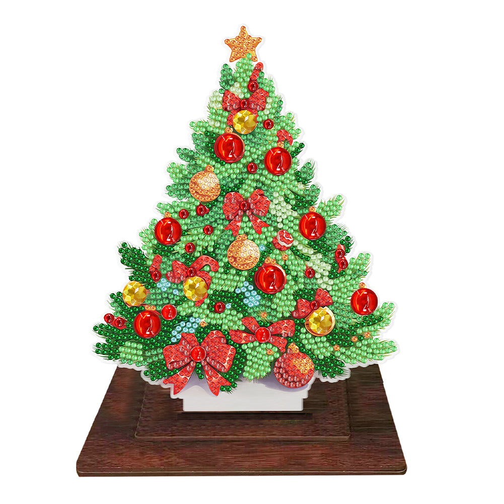 Wooden Desktop Diamond Art Kits Xmas Tree Diamond Painting Desktop Ornaments Kit