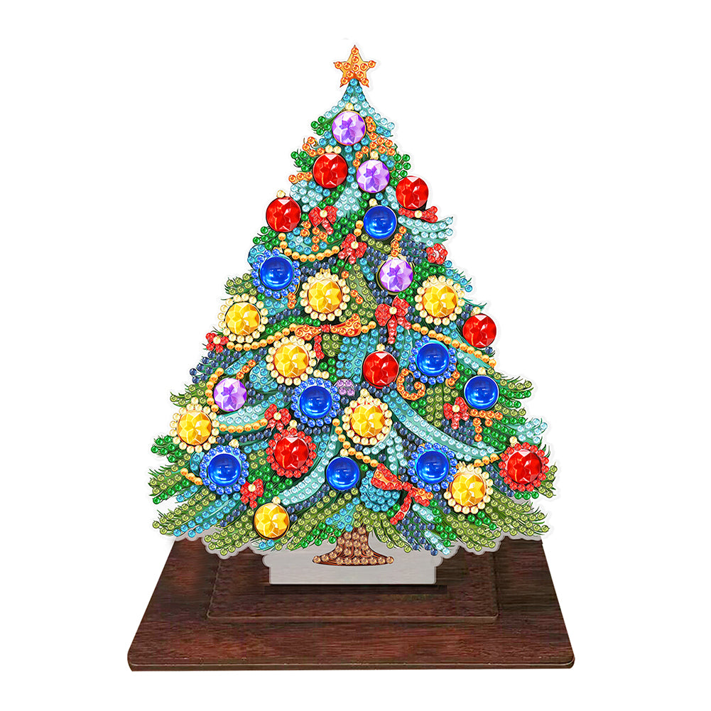 Wooden Desktop Diamond Art Kits Xmas Tree Diamond Painting Desktop Ornaments Kit