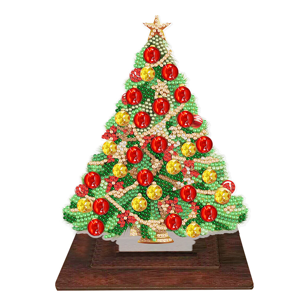 Wooden Desktop Diamond Art Kits Xmas Tree Diamond Painting Desktop Ornaments Kit