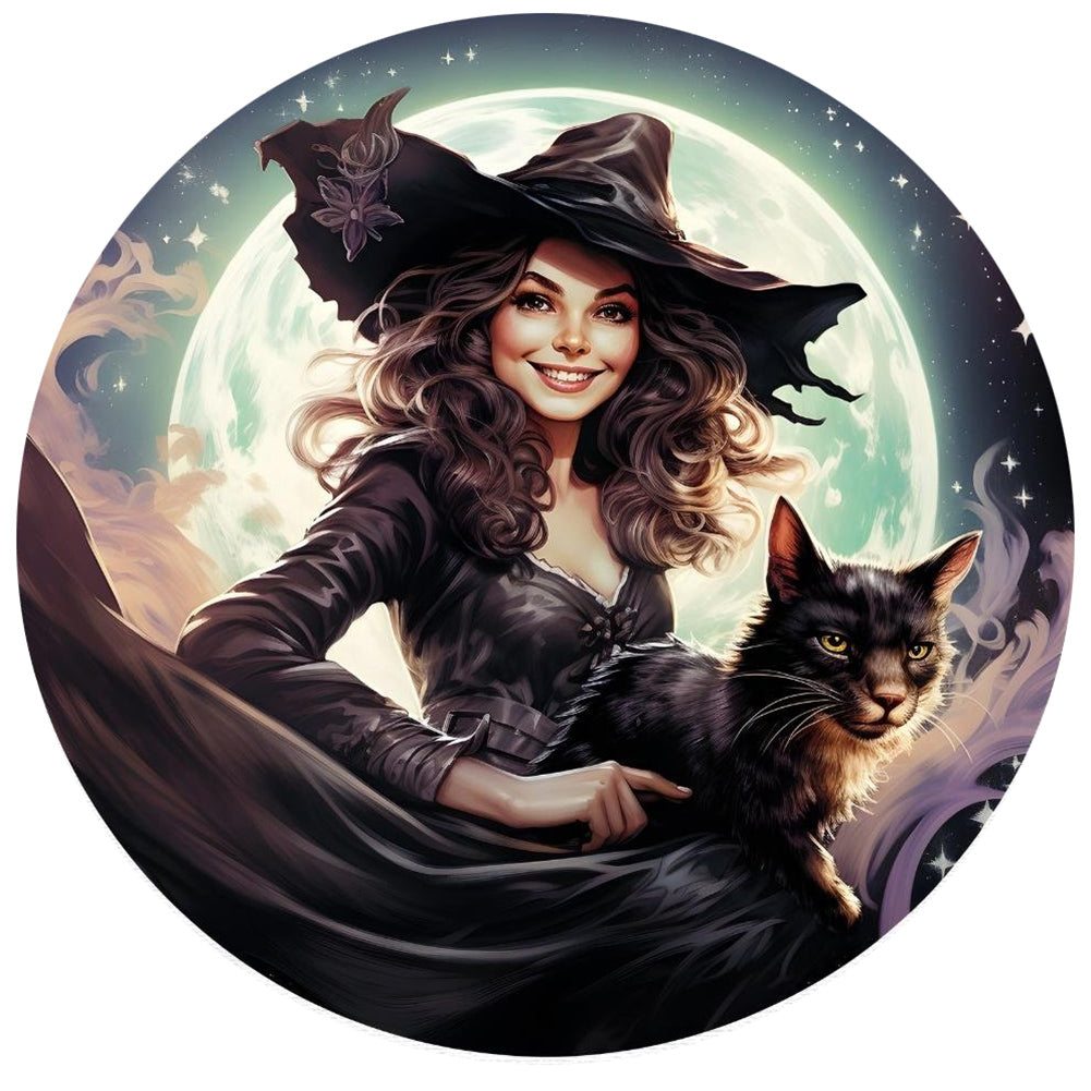 Diamond Painting - Full Round - Witch and Cat (30*30CM)