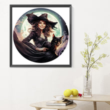 Load image into Gallery viewer, Diamond Painting - Full Round - Witch and Cat (30*30CM)
