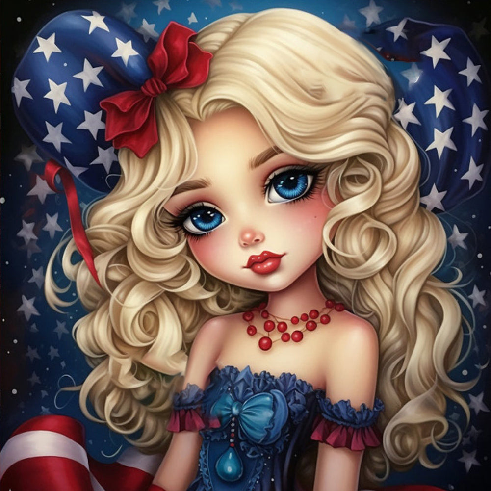 Diamond Painting - Full Round - Cartoon blonde girl (30*30CM)