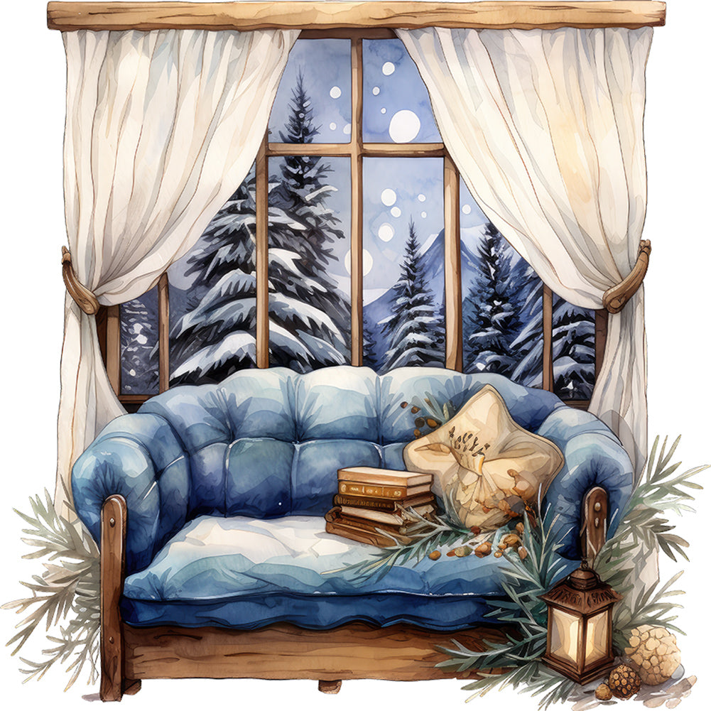 Diamond Painting - Full Round - winter window (30*30CM)