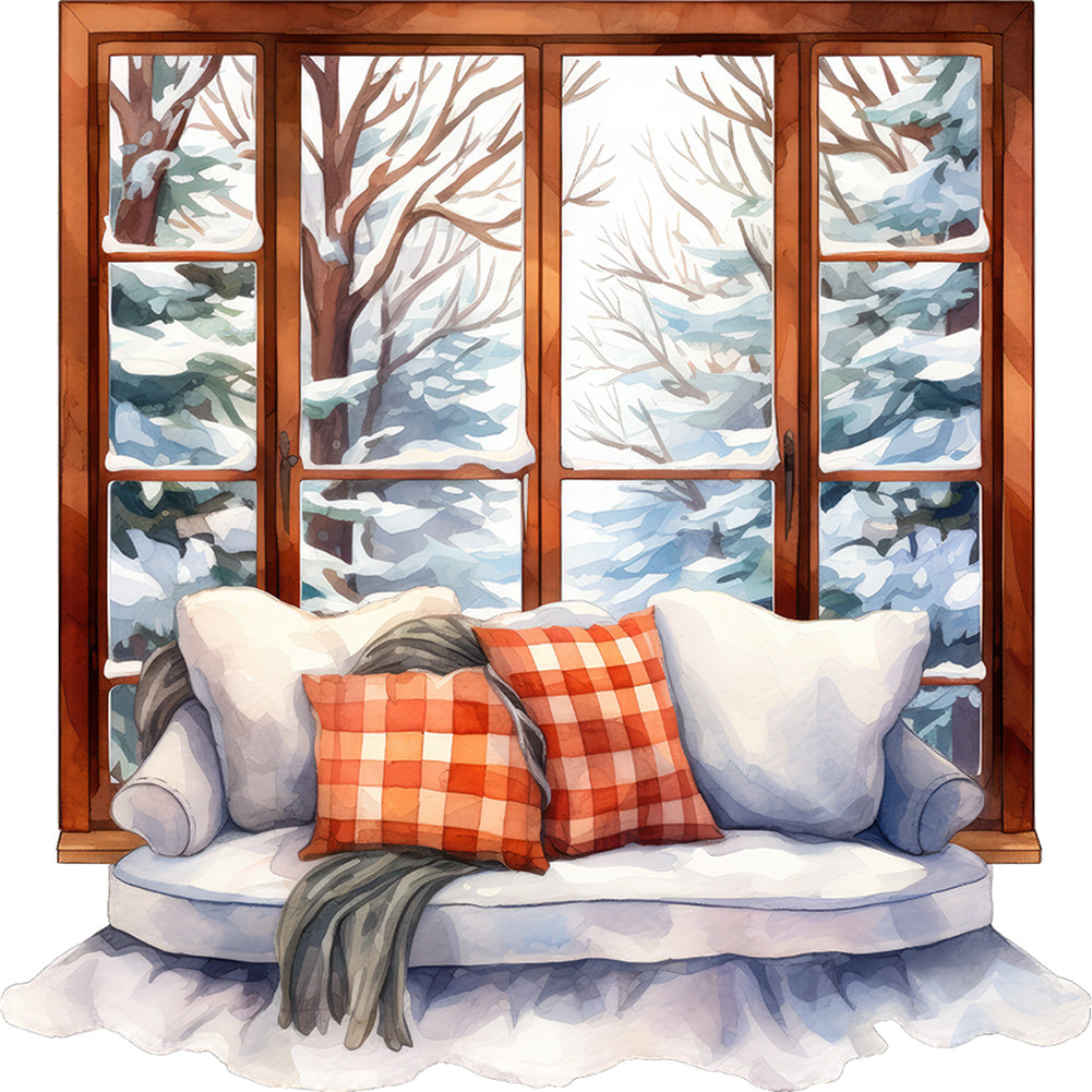 Diamond Painting - Full Round - winter window (30*30CM)