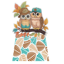 Load image into Gallery viewer, Round Diamond Painting Desktop Decorations for Office Desktop Decor (Two Owls)
