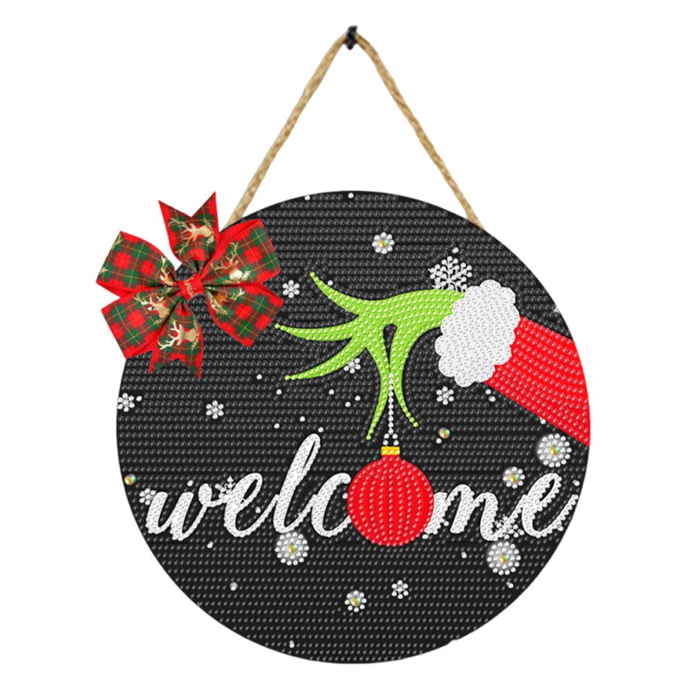 Christmas Wooden Merry Christmas Welcoming Words Crystal Hanging Home Wall Decor