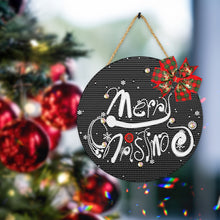 Load image into Gallery viewer, Christmas Wooden Merry Christmas Welcoming Words Crystal Hanging Home Wall Decor
