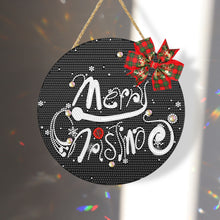Load image into Gallery viewer, Christmas Wooden Merry Christmas Welcoming Words Crystal Hanging Home Wall Decor

