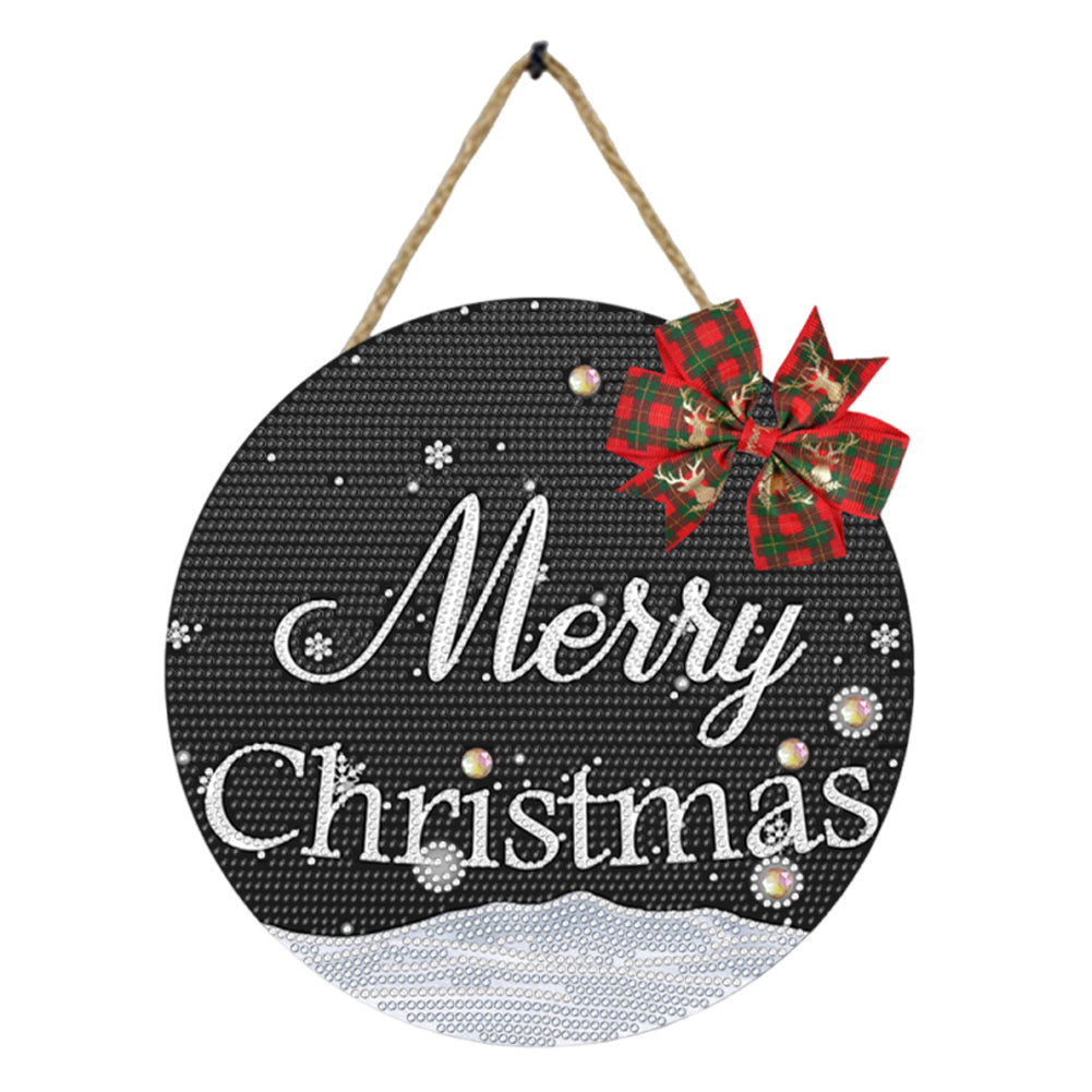 Christmas Wooden Merry Christmas Welcoming Words Crystal Hanging Home Wall Decor